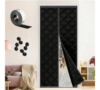 Upgraded Magnetic Thermal Insulated Door Curtain for Winter Thicken Cotton-Fill Insulation Door Cover for Winter, Keep Warm, Weatherproof Oxford Brown Black Gray(Black,140x230cm)