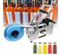 Upgraded Manual Label Applicator for Round Bottles - Adjustable Speed Labeling Machine with Stainless Steel Body, Ideal for Cans, Plastic, Glass, and Metal Bottles