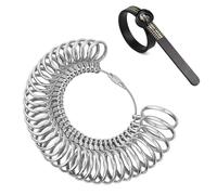 Upgraded Metal Ring Size Measuring Tool Set, 36 Pieces Stainless Steel Ring Measuring Tool, Ring Size 8-10 and Reusable Ring Size 8-10 with Magnifying Glass, one size, Metal