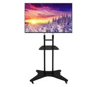 Upgraded Mobile TV Cart Rolling TV Stand with Height-Adjustable Universal Bracket & Tray Portable TV Mount for 32"-70" TVs Perfect for Home & Office Use