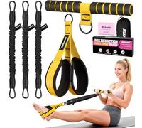 Upgraded Multifunction Pedal Resistance Band with Handle, 3 Tube Adjustable Resistance Bands for Abdomen, Waist, Arm, Core/ABS, Leg Workout - Sit Up Exercise Equipment for Women