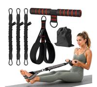 Upgraded Multifunction Pedal Resistance Band with Handle, 3 Tube Adjustable Resistance Bands for for Women Men Home Use,Sit Up Exercise Equipment for Abdomen Waist, Arm, Core/ABS, Leg Workout (Black)