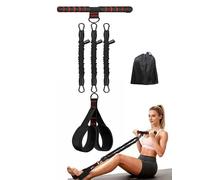 Upgraded Multifunctional Pedal Resistance Band with Handles, 3-Level Adjustable, Home Fitness Gear for Abdominal, Core, Arm & Leg Training, Pilates and Full-Body Strength Workout (Black)