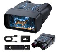 Upgraded Night Vision Goggles, 4k Night Vision Binoculars, 4.55" Large Display, 1312 FT Full Dark, 32GB, 8X Digital Zoom, 36MP 7-L IR Night Vision for Camping, Bird Watching, Hunting, Gifts for Dad