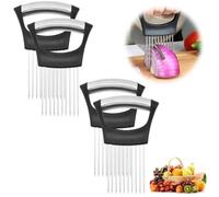 Upgraded Onion Holder for Slicing, 2024 New Stainless Steel Onion Slice Holder Lemon Slicer Vegetable Cutter, Kitchen Chopper Slicing Assistant Tool for Meat, Potato, Tomato (4 PCS)