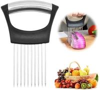 Upgraded Onion Holder for Slicing, 2024 New Stainless Steel Onion Slice Holder Lemon Slicer Vegetable Cutter, Kitchen Chopper Slicing Assistant Tool for Meat, Potato, Tomato (1 PCS)