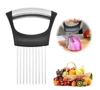 Upgraded Onion Holder for Slicing 2025 New Stainless Steel Food Slice Holder Lemon Slicer Vegetable Cutter - Kitchen Chopper Slicing Assistant Tool for Meat/Onion/Potato/Tomato - 1 Pcs