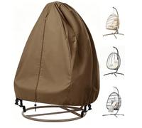 【Upgraded】Patio Egg Chair Covers with Zipper, Wicker Egg Swing Chair Covers, Waterproof Heavy Duty Weather Resisatnt Outdoor Chair Cover, Windproof Hanging Chair Cover, 75" x 45", Khaki, 1 Pack
