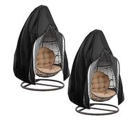 Upgraded Patio Hanging Chair Cover with Zipper Waterproof, Weatherproof Strong and Windproof, Black, 190 x 114 cm, 2 pcs.