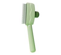 Upgraded Pet Hair Removal Comb for Cats and Dogs Efficient Flea and Lice Comb with Release Button Stainless Steel Teeth Ideal for All Types (Green, A)