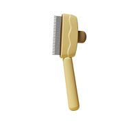 Upgraded Pet Hair Removal Comb for Cats and Dogs Efficient Flea and Lice Comb with Release Button Stainless Steel Teeth Ideal for All Types (Yellow, A)