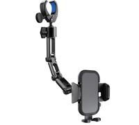 Upgraded Phone Holder for Your Car, Rear View Mirror Phone Holder - Aluminum Alloy Mount Multi-Angle Adjustment Rotatable and Retractable Compatible with 4-7 Inch iPhone and Android Phones (Black)