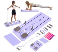 Upgraded Pilates Board,Foldable Pilates Reformer Machine,AB Roller,Multifunctional Full-Body Workout Trainer,for Men and Women,with Resistance Bands and Yoga Straps,for Home and Gym