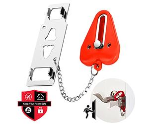 [Upgraded] Portable Door Lock Travel Solid Heavy Duty Perfect for Traveling, AirBNB, Hotel, Home,Apartment,School, Prevent Unauthorized Entry Add Extra Additional Safety and Privacy