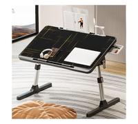 Upgraded Portable Laptop Desk Adjustable Height & Angle Bed Table withPort Compact & Easy to Store Ideal for Home Office & Travel (Black Gold)