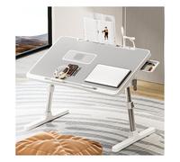 Upgraded Portable Laptop Desk Adjustable Height & Angle Bed Table withPort Compact & Easy to Store Ideal for Home Office & Travel (Gray Heat Dissipation)