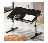 Upgraded Portable Laptop Desk Height Adjustable Bed Table withPort Adjustable Angle Easy Storage Compact Design for Home Office & Travel (Black Gold)