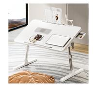 Upgraded Portable Laptop Desk withPort Adjustable Height & Angle Bed Table Space-Saving Design for Easy Storage - Ideal for Home Office and Travel (White)