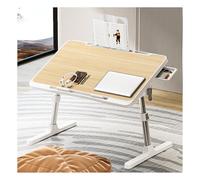 Upgraded Portable Laptop Desk withPort Adjustable Height & Angle Compact Bed Table for Easy Storage - Walnut Finish with Drawer