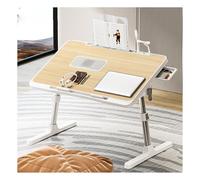 Upgraded Portable Laptop Desk withPort Adjustable Height & Angle Space-Saving Bed Table for Home & Office Easy to Store (Walnut Heat Resistant)