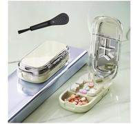 Upgraded Portable Pill Cutter, Pill Cutter Splitter for Small and Tiny Pills, Adjustable Pill Splitter, with Stainless Steel and Centering Guide Tablet, Cutters Halves/Third/Quarters for Home (Green)