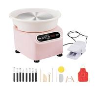 Upgraded Pottery Wheel Machine for Adults & Beginners 11.8” Aluminum Alloy Wheel, LCD + Foot Pedal Speed Control, Full Tool Set, Adjustable Height, Quiet Motor, for Studio, Home, and Gift Pink