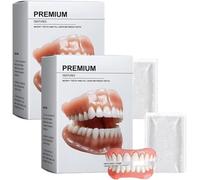Upgraded Premium Denture Set, Advanced Customized Full Denture Set, Soft Silicone Reline, Natural-Looking Teeth, Comfort-Fit, Waterproof & Lightweight (2 Pcs)