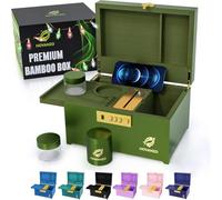 Upgraded Premium Large Bamboo Box - Locking Storage Decorative Box with Combination Lock - Wood Kit with lid - Wooden Locking Storage with Removable Tray and Jars