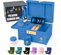 Upgraded Premium Large Bamboo Box - Locking Storage Decorative Box with Combination Lock - Wood Kit with lid - Wooden Locking Storage with Removable Tray and Jars