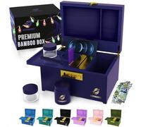 Upgraded Premium Large Bamboo Box - Locking Storage Decorative Box with Combination Lock - Wood Kit with lid - Wooden Locking Storage with Removable Tray and Jars
