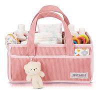 UPGRADED PREMIUM NOVINEST Nappy Caddy Organizer, Newborn Essentials Car Diaper Caddy, Portable Nursery Storage Basket with Detachable Compartments, Baby Shower Gifts Registry Must Have for Boy or Girl