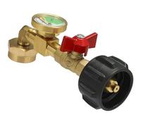 Upgraded Propane Refill Adapter with Valve and Gauge, for Filling 1lb Bottles from a 20lb Tank, Fits QCC1/Type1 Propane Tanks and 1lb Disposable Cylinders, Solid Brass, Includes 1x Sealing Tape