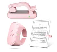 Upgraded Remote Control Page Turner Ring for Kindle Paperwhite Oasis Scribe Kobo eReaders, Case-Friendly Page Turner Clicker for iPad Tablets Reading Novels with Storage Hard Case (Pink)