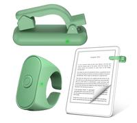 Upgraded Remote Control Page Turner Ring for Kindle Paperwhite Oasis Scribe Kobo eReaders, Case-Friendly Page Turner Clicker for iPad Tablets Reading Novels with Storage Hard Case (Green)