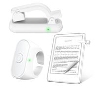 Upgraded Remote Control Page Turner Ring for Kindle Paperwhite Oasis Scribe Kobo eReaders, Case-Friendly Page Turner Clicker for iPad Tablets Reading Novels with Storage Hard Case (White)