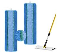 Upgraded Replacement Microfiber Mop Pads for Rubbermaid Commercial 18 Inch Mop 17 Inch Mop, Reusable Wet & Dry Commercial Cleaning Flat Mop System 18" 17" Refill Head for Multi-Surface Floor-2 Pack