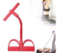 Upgraded Resistance Bands for Working Out - 4 Tube Pedal Ankle Puller with Handles, Stretch Bands for Home Gym, Arm & Leg Workout, Strength Training Equipment for Women & Men (red)