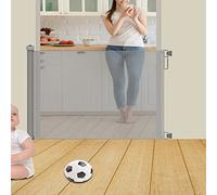 Upgraded Retractable Safety Gate, Stair Safety Gate Roll for Dogs and Cats, Extendable Baby Barrier Gate, Soft Non-Toxic Mesh, 0-130 cm, Grey