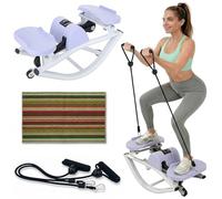 Upgraded Rock Steppers Low-Impact Side to Side, Home 3D Motion Rocking Stepper for Exercise Silent Anti-slip with Resistance Bands for Full Body Workou, 330 LBS(Purple)