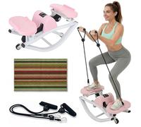 Upgraded Rock Steppers Low-Impact Side to Side, Home 3D Motion Rocking Stepper for Exercise Silent Anti-slip with Resistance Bands for Full Body Workou, 330 LBS(Pink)