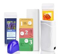 Upgraded Roll on Wax Kit, Pre Post Wax Gel Waxing Kit for Women Wax Roller Kit for Hair Removal, Honey Lavender Roller Waxing Kit, Depilatory Wax Warmer for Women & Men Sensitive Skin