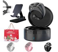 Upgraded Scrolling Ring, Fingertip Wireless Bluetooth Remote Control with Charging Case, Scrolling Ring for Iphone/android, Video App Scrolling Ring, Adapt To All Apps (Black)