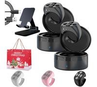 Upgraded Scrolling Ring, Fingertip Wireless Bluetooth Remote Control with Charging Case, Scrolling Ring for Iphone/android, Video App Scrolling Ring, Adapt To All Apps (2Pcs-Black)