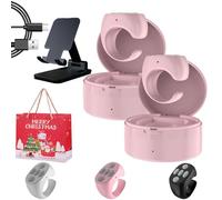 Upgraded Scrolling Ring, Fingertip Wireless Bluetooth Remote Control with Charging Case, Scrolling Ring for Iphone/android, Video App Scrolling Ring, Adapt To All Apps (2Pcs-Pink)