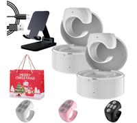 Upgraded Scrolling Ring, Fingertip Wireless Bluetooth Remote Control with Charging Case, Scrolling Ring for Iphone/android, Video App Scrolling Ring, Adapt To All Apps (2Pcs-White)