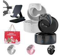Upgraded Scrolling Ring, Fingertip Wireless Bluetooth Remote Control with Charging Case, Scrolling Ring for Iphone/android, Video App Scrolling Ring, Adapt To All Apps (Black+White)