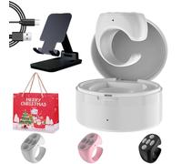 Upgraded Scrolling Ring, Fingertip Wireless Bluetooth Remote Control with Charging Case, Scrolling Ring for Iphone/android, Video App Scrolling Ring, Adapt To All Apps (White)