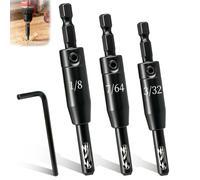 Upgraded Self Centering Drill Bit Set for 1/4 in Vix Bit Bosch Hex Shank Drill, 3/32", 7/64", 1/8", CC2430#6#8#10 Self Centering Drill Bit Center Finding Drill Bit, 3 Piece