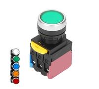 Upgraded self-reset button circular switch with light la38s-10ds silver dot button switch 22mm red and green IDGTTLDF(Red,12v)