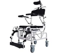 Upgraded Shower Chair,Tilt-In-Space Reclining Shower/Toilet Commode Chair, with Padded Seat, Back, Armrests. Flip-Up Arm And Foot Rests, Commode Pail And Adjustable Headrest